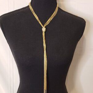 Chico's Long Tassel Necklace Gold tone